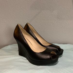 Black open toe wedges